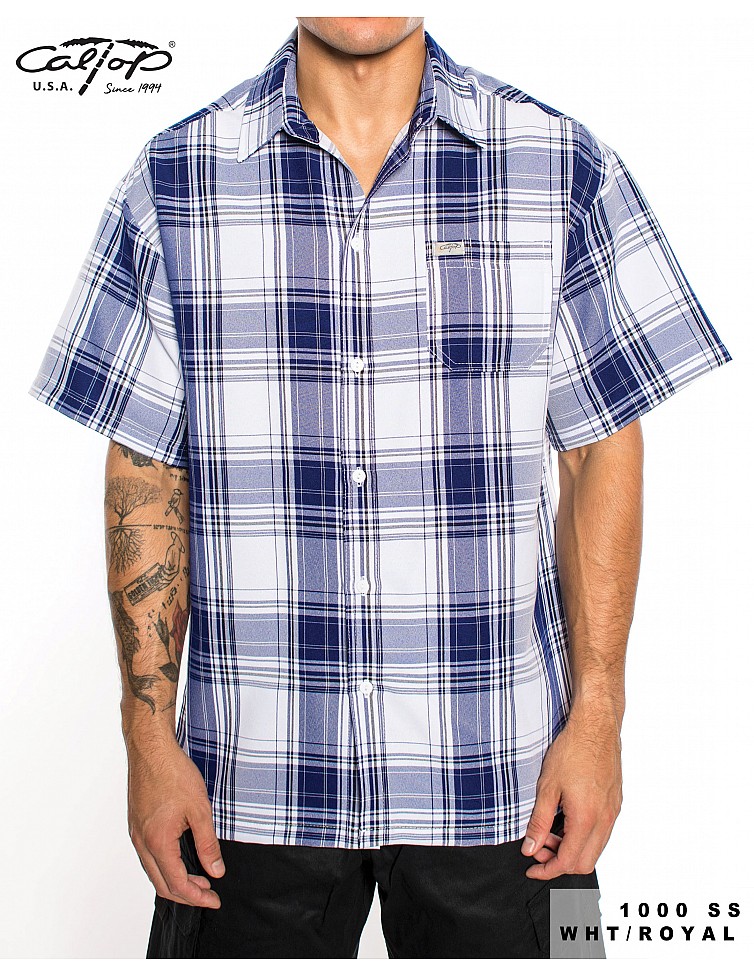 1000 S/S Plaid White Base : White_Royal