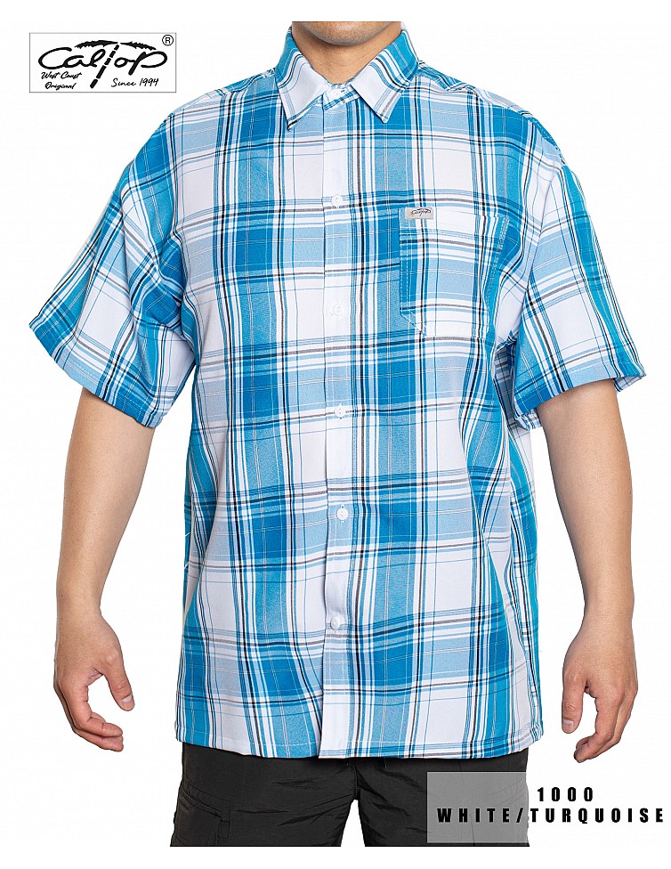 1000 S/S Plaid White Base : White_Turquoise