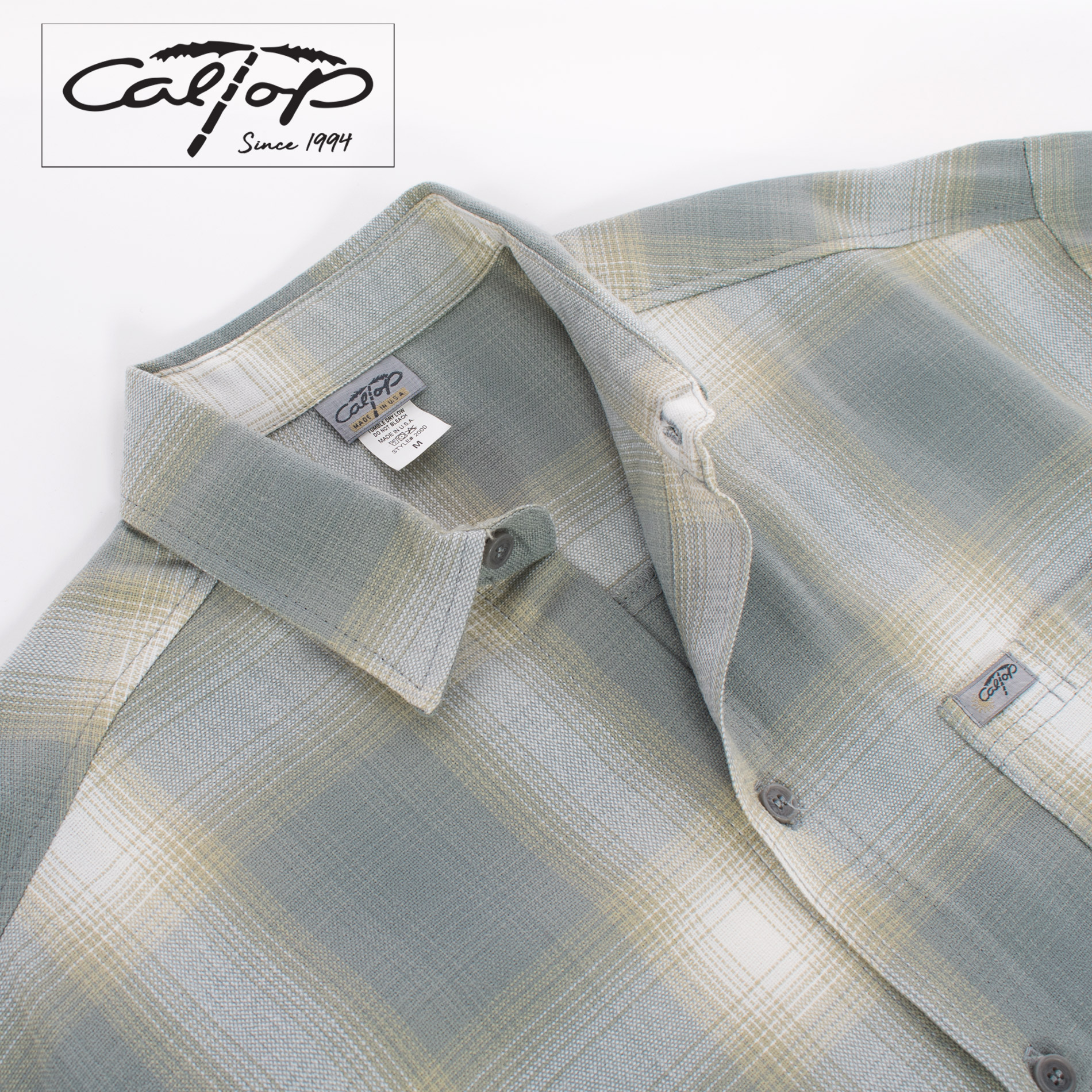 Base 2000 altop 2000 New-Gray Short Sleeve Plaid Flannel Shirt