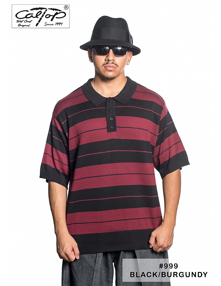 999 S/S Polos: BLACK-BURGUNDY