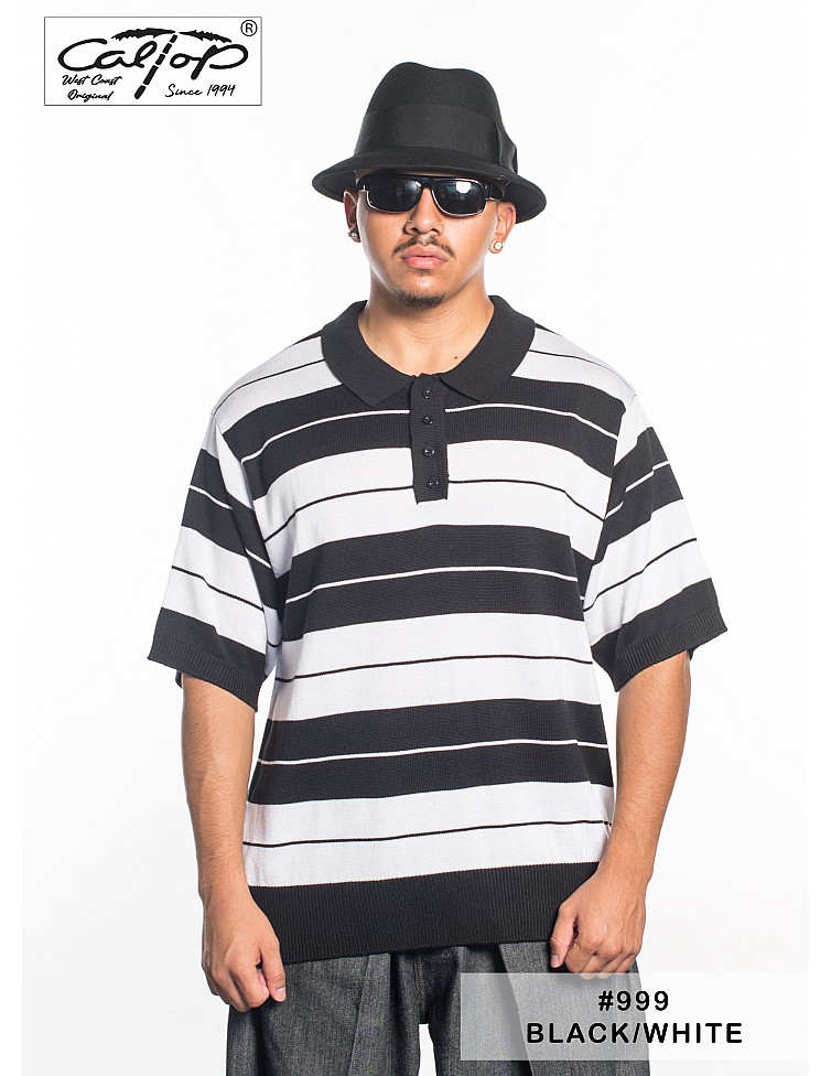 999 S/S Polos: BLACK-WHITE