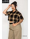 WS001 S/S Girls Crop Tops : BROWN-KHAKI