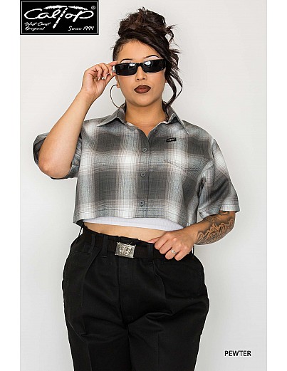 WS001 S/S Girls Crop Tops : PEWTER