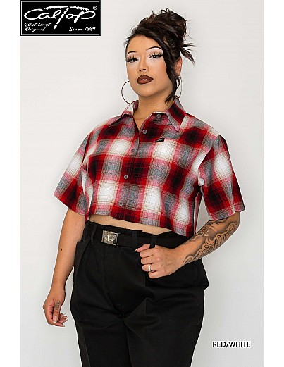 WS001 S/S Girls Crop Tops : RED-WHITE