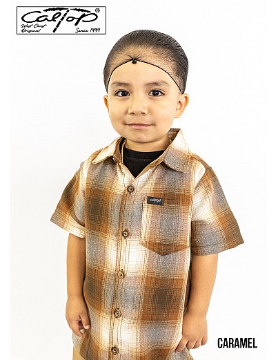 KS001 S/S PLAID : CARAMEL