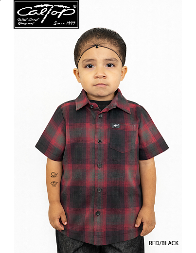 KS001 S/S PLAID : RED-BLACK