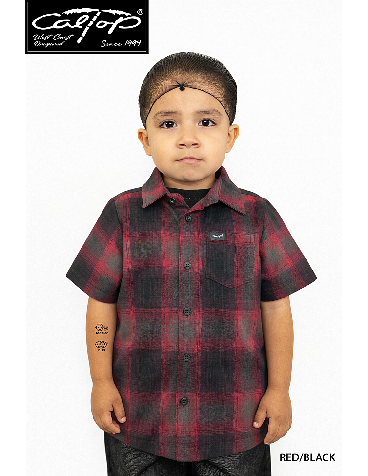 KS001 S/S PLAID : RED-BLACK