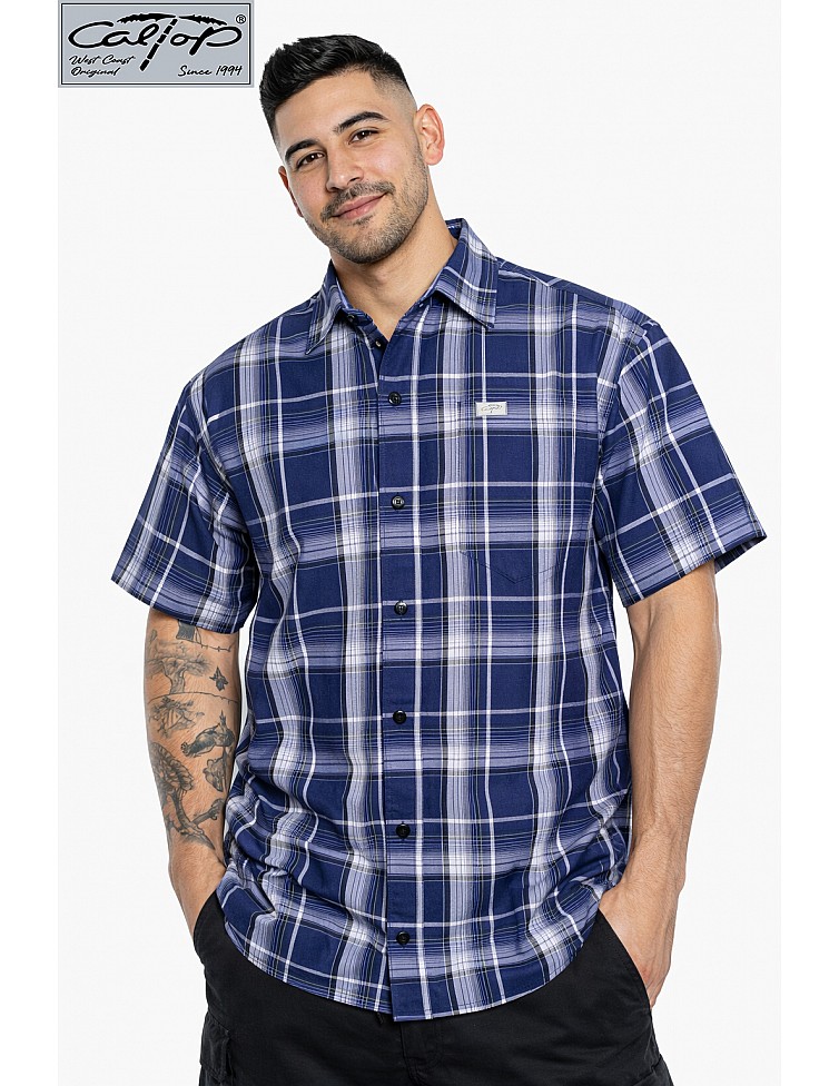 1000 S/S Plaid Color Base : Navy-White