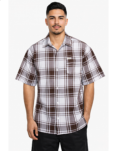 1000 S/S Plaid White Base : White_Brown