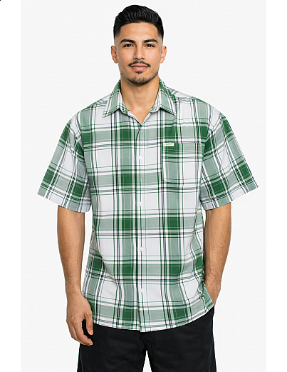 1000 S/S Plaid White Base : White_Green