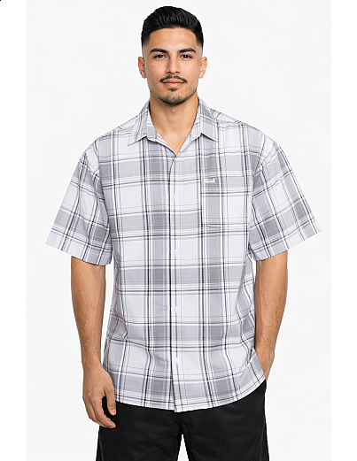 1000 S/S Plaid White Base : White_Grey