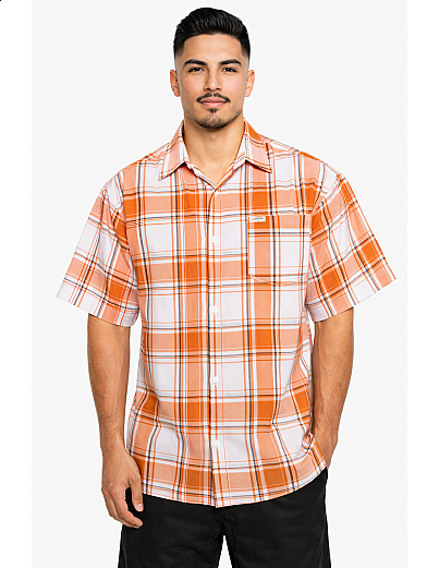 1000 S/S Plaid White Base : White_Orange