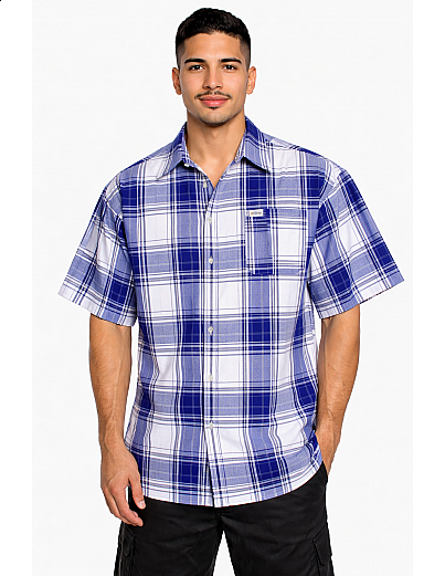 1000 S/S Plaid White Base : White_Royal