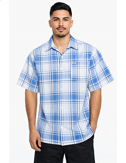 1000 S/S Plaid White Base : White_Skyblue