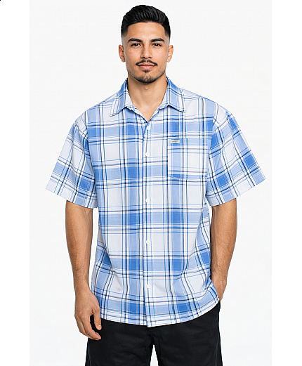 1000 S/S Plaid White Base : White_Skyblue