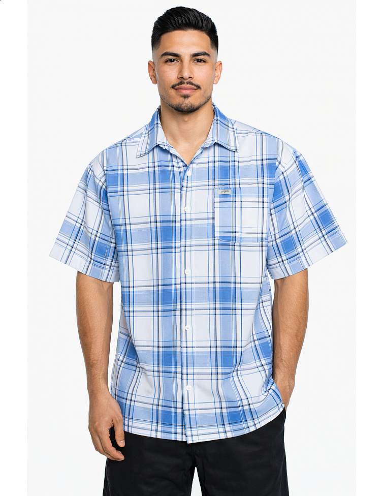 1000 S/S Plaid White Base : White_Skyblue