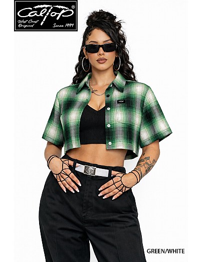 2000 S/S Girls Crop Tops : GREEN-WHITE