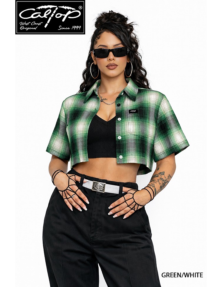 2000 S/S Girls Crop Tops : GREEN-WHITE