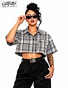 1000 S/S Girls Crop Tops : Light Grey-White