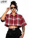1000 S/S Girls Crop Tops : Red-White