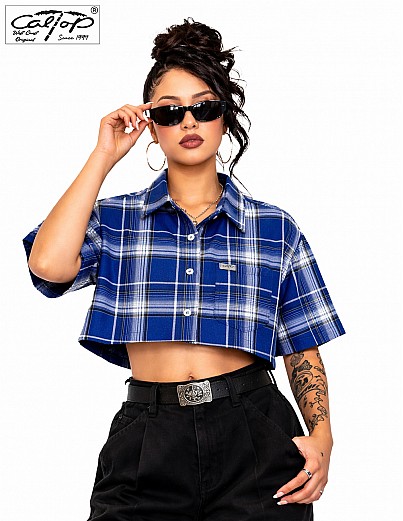 1000 S/S Girls Crop Tops : Royal-White