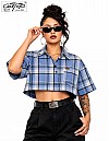 1000 S/S Girls Crop Tops : Skyblue-White