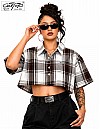 1000 S/S Girls Crop Tops : White-Brown