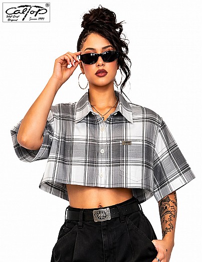 1000 S/S Girls Crop Tops : White-Grey