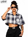 1000 S/S Girls Crop Tops : White-Navy