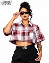 1000 S/S Girls Crop Tops : White-Red