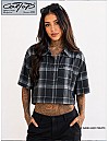 1000 S/S Girls Crop Tops : Dark Grey-White