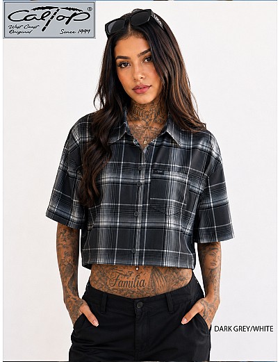 1000 S/S Girls Crop Tops : Dark Grey-White