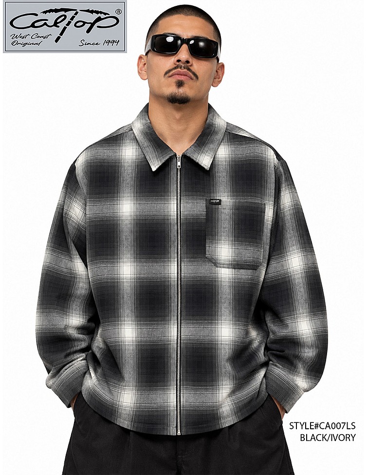 2000 L/S Full Zip Up : Black-Ivory