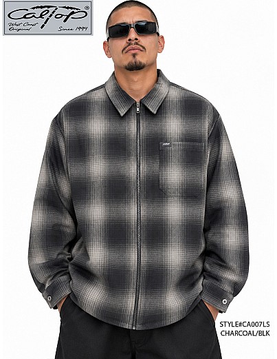 2000 L/S Full Zip Up : Charcoal-Black