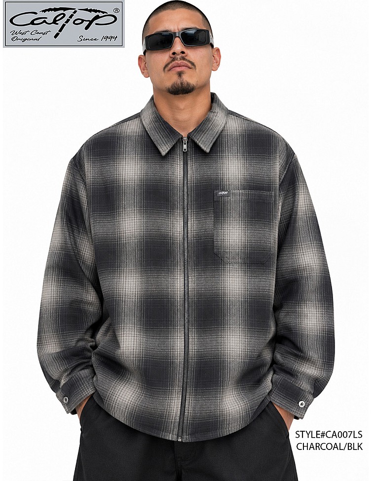 2000 L/S Full Zip Up : Charcoal-Black