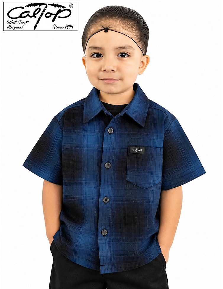 KS001 S/S PLAID : Ocean-Black KS001 S/S PLAID : Ocean-Black