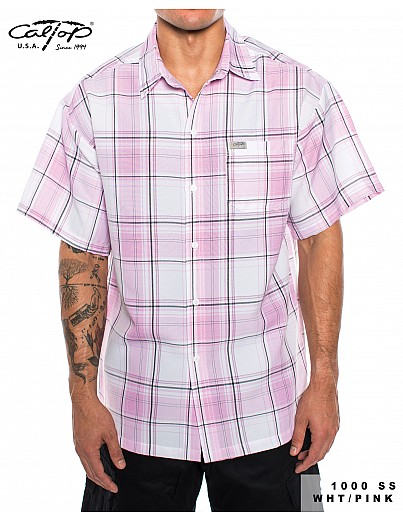 1000 S/S Plaid White Base : White_Pink