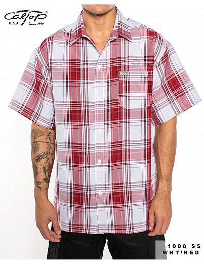 1000 S/S Plaid White Base : White_Red