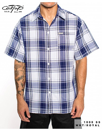 1000 S/S Plaid White Base : White_Royal
