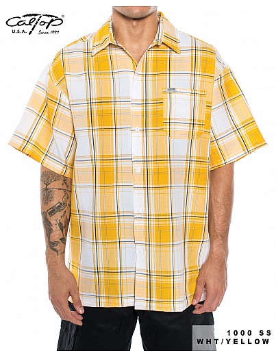 1000 S/S Plaid White Base : White_Yellow