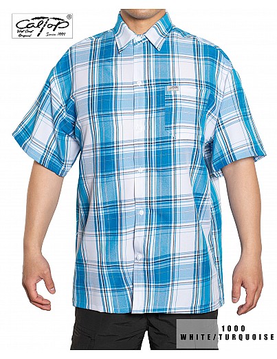 1000 S/S Plaid White Base : White_Turquoise
