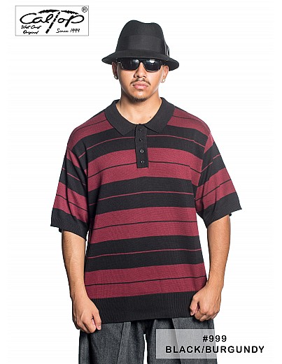 999 S/S Polos: BLACK-BURGUNDY