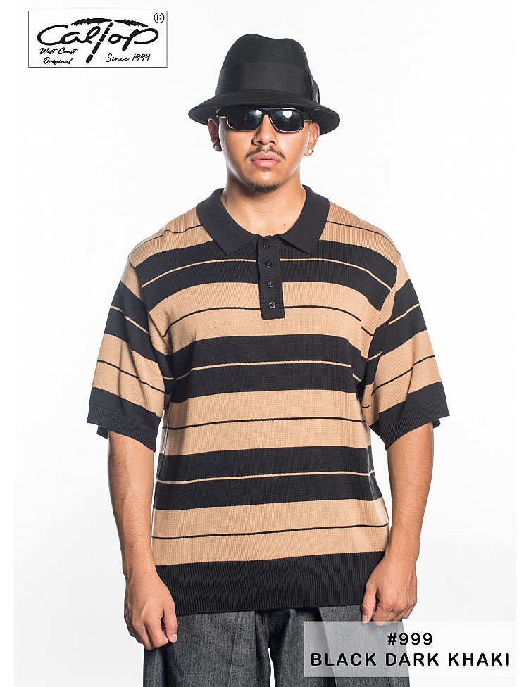 999 S/S Polos: BLACK-DARK KHAKI