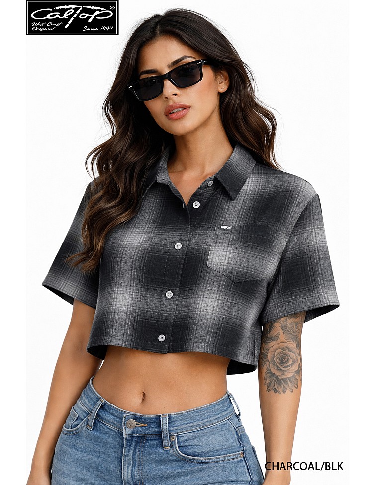 2000 S/S Girls Crop Tops : CHARCOAL-BLACK
