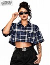 1000 S/S Girls Crop Tops : Navy-White