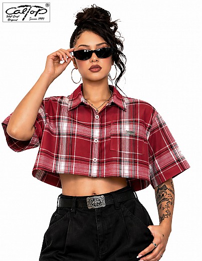 1000 S/S Girls Crop Tops : Red-White